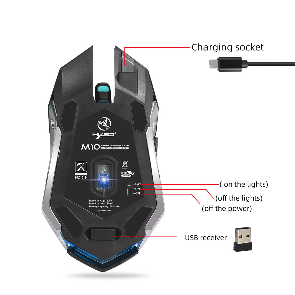 HXSJ Wireless Gaming Mouse | 2400 DPI | RGB Glow