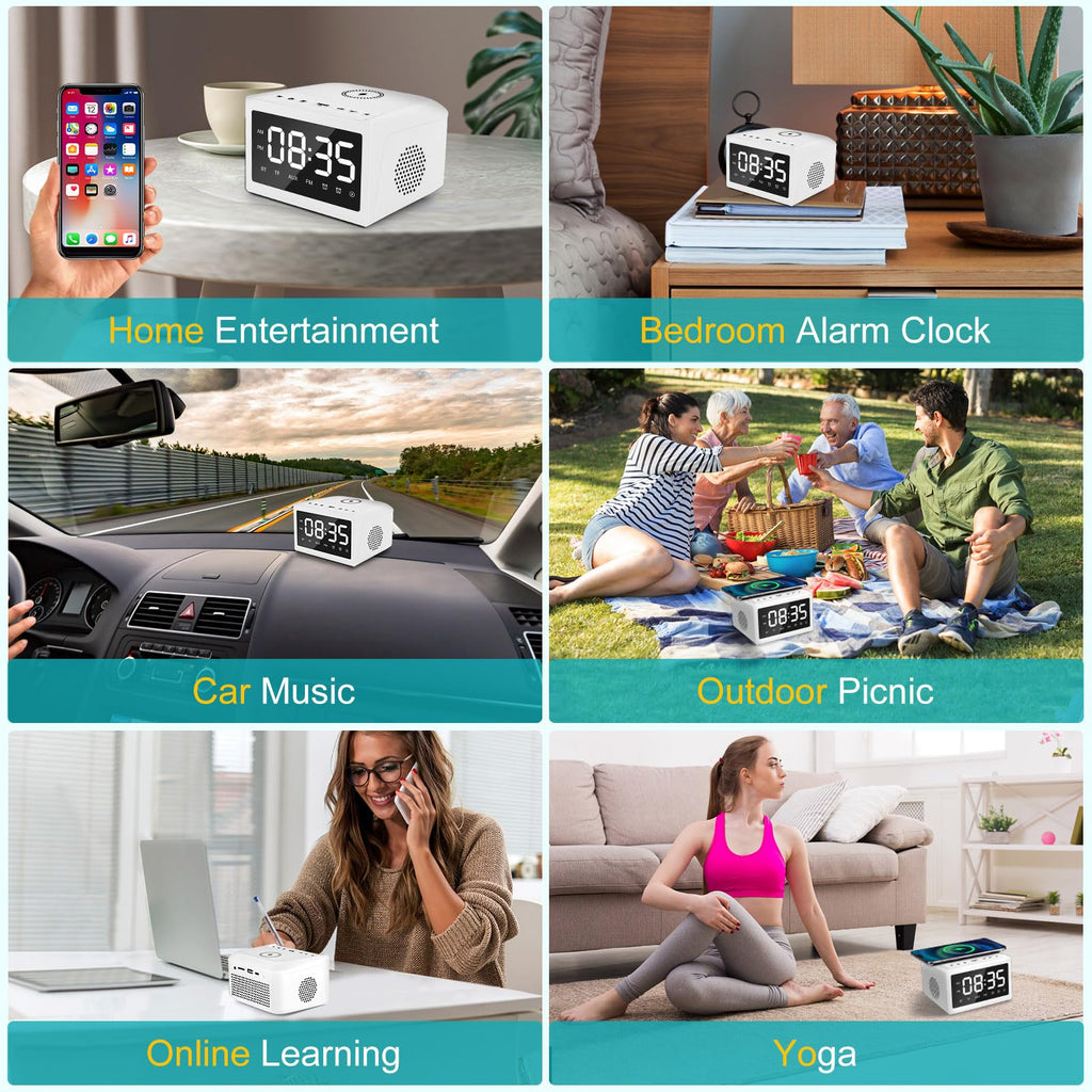 Digital Alarm Clock Radio With Bluetooth Speaker