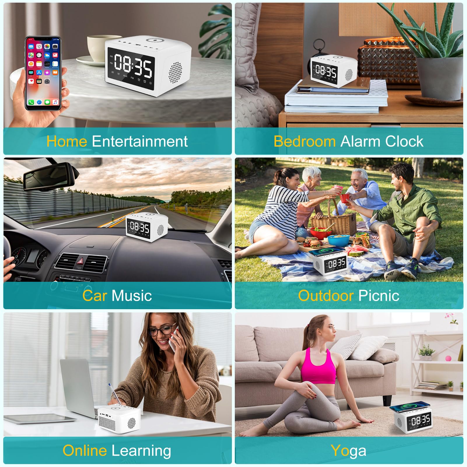 Digital Alarm Clock Radio With Bluetooth Speaker