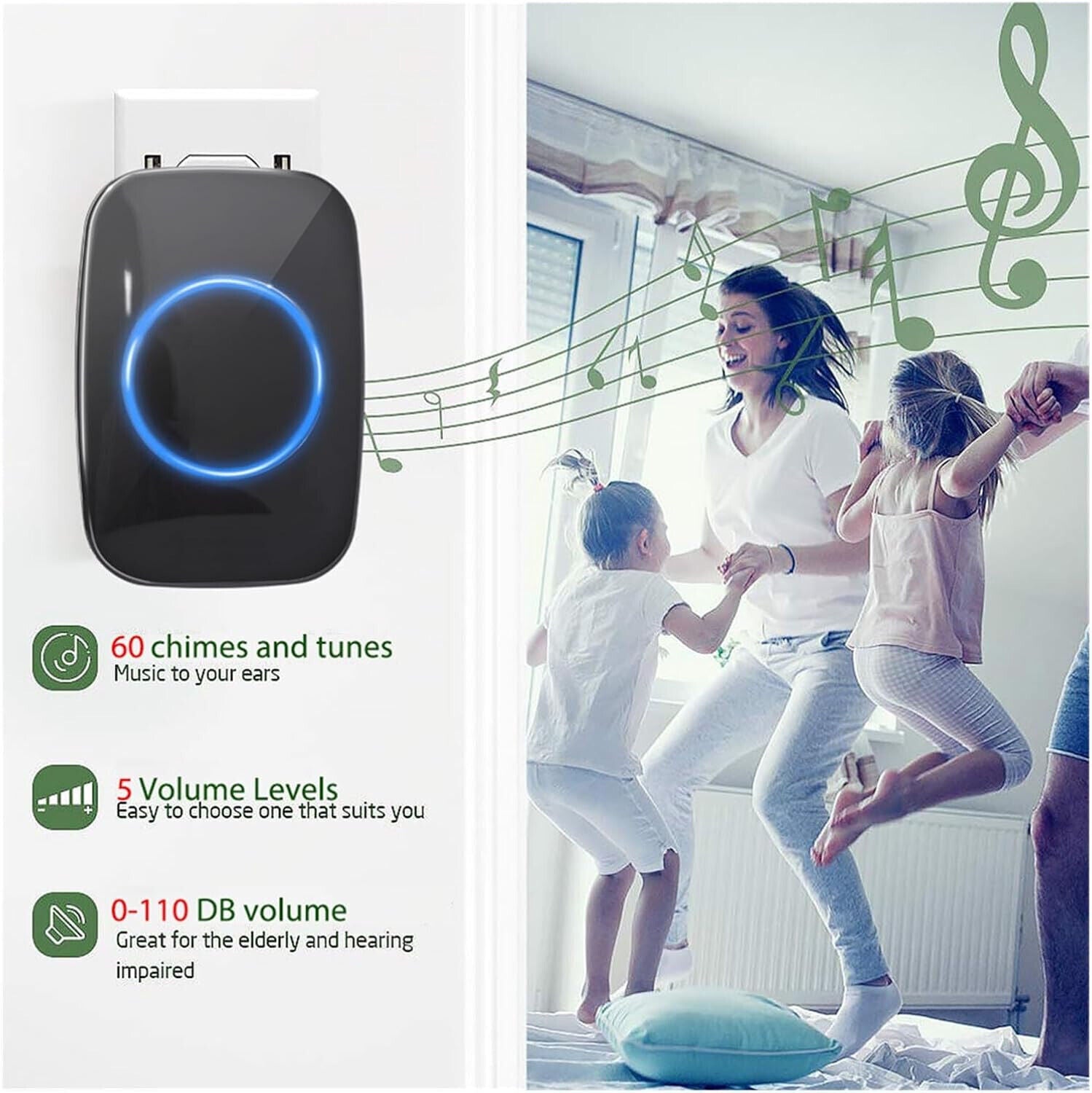 Style A Wireless Doorbell | 58 Ringtones | IP55 Waterproof