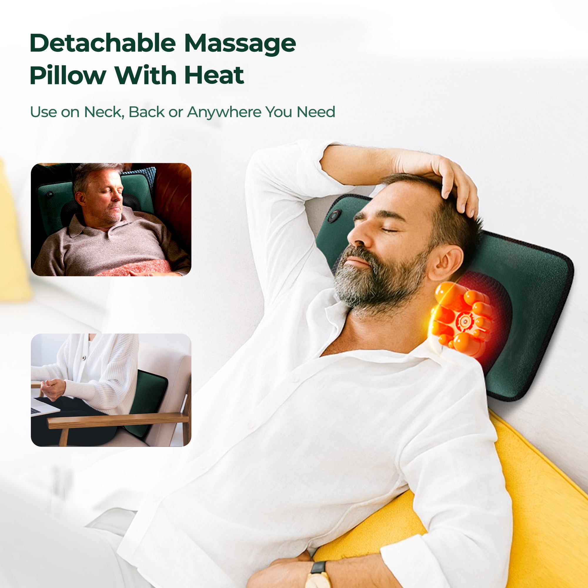 Neck Massage Pillow | Heat Therapy | Multi-Mode Remote
