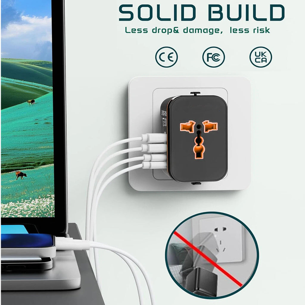 Universal Travel Adapter Worldwide Plug UK EU AU US With USB-C Port Fast Charger