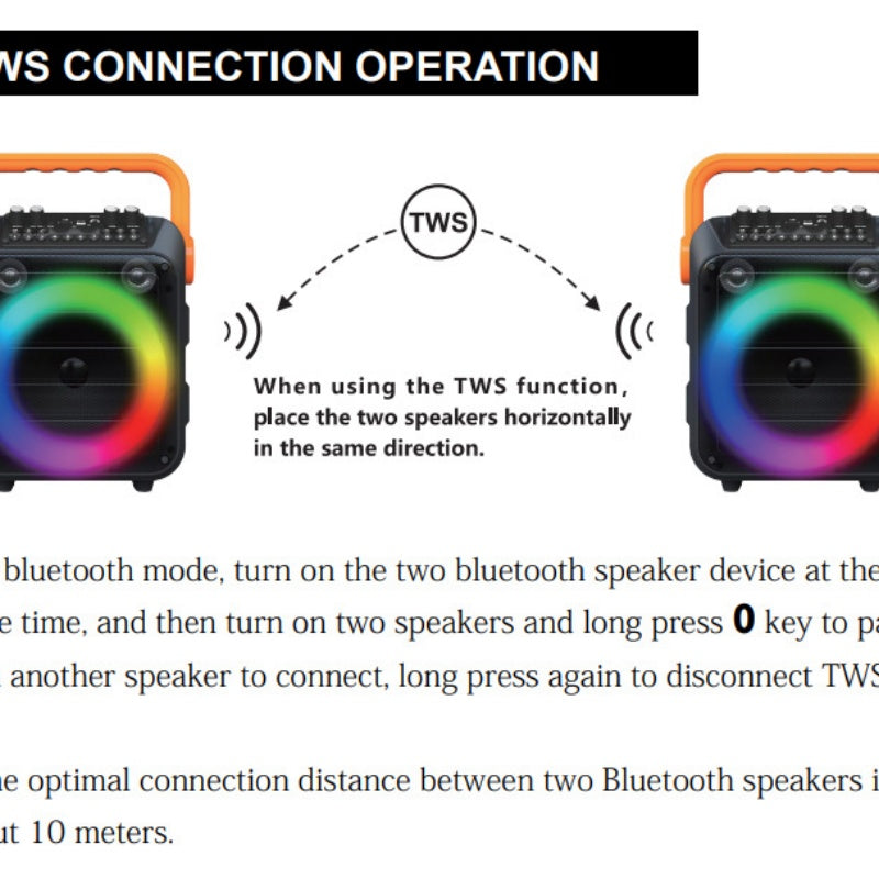 Karaoke Machine With 2 Wireless Microphones And RGB Color Lights,Karaoke Speaker Supports