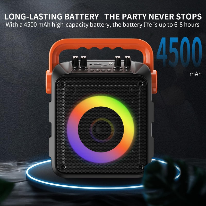 Karaoke Machine With 2 Wireless Microphones And RGB Color Lights,Karaoke Speaker Supports