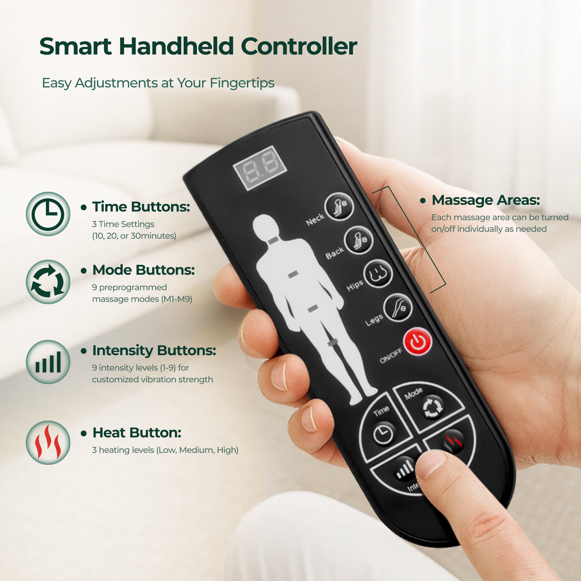 Neck Massage Pillow | Heat Therapy | Multi-Mode Remote