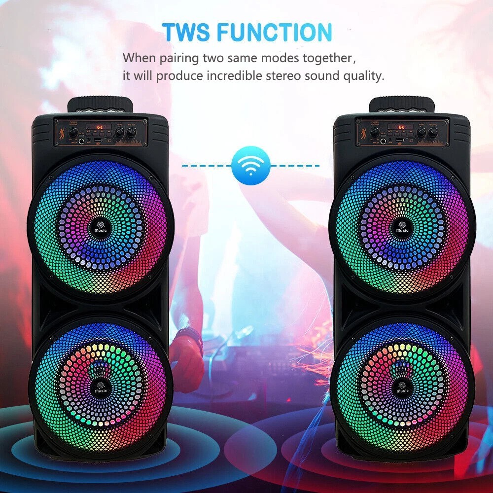 Portable Bluetooth Speaker Sub Woofer Heavy Bass Sound System Party Mic UK