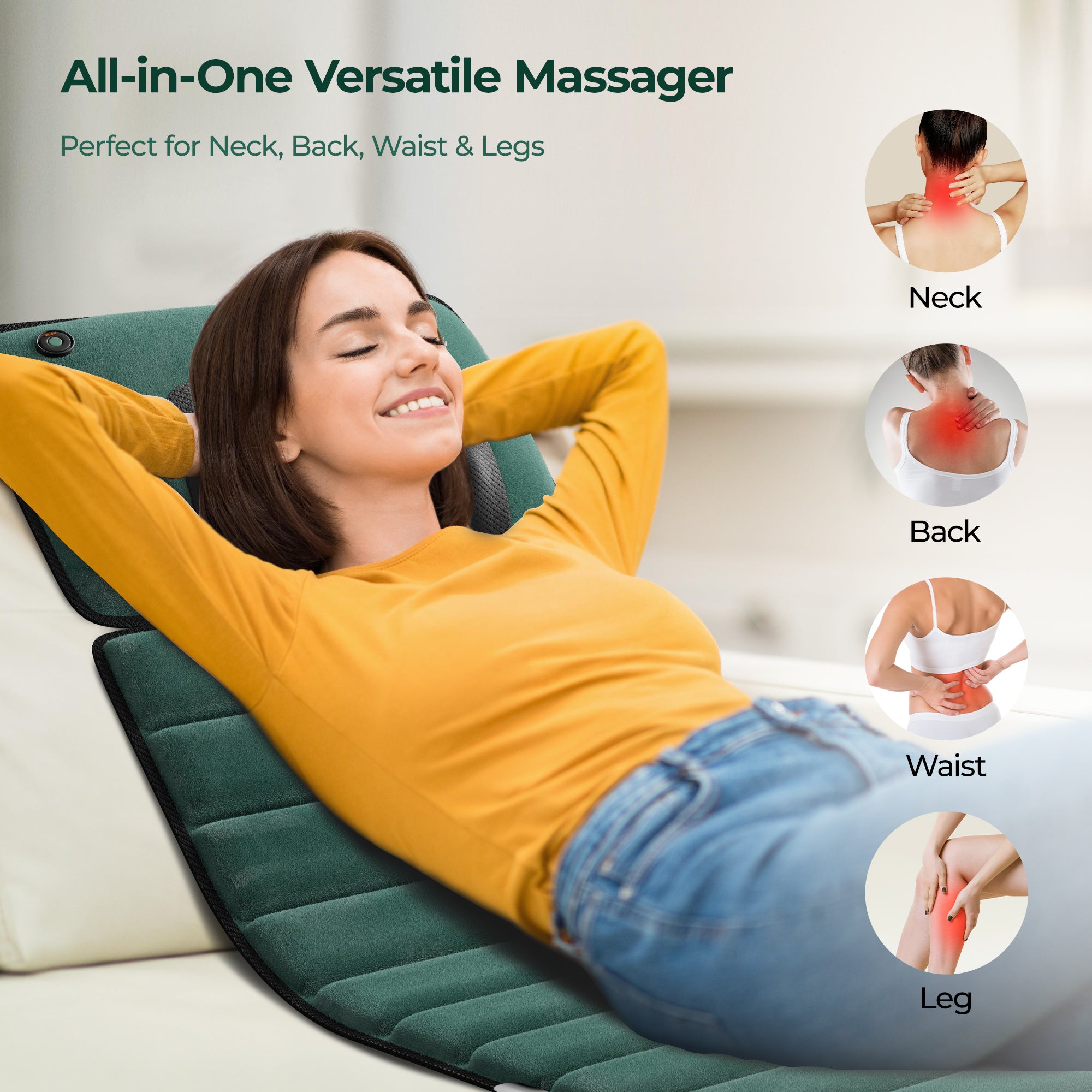 Neck Massage Pillow | Heat Therapy | Multi-Mode Remote