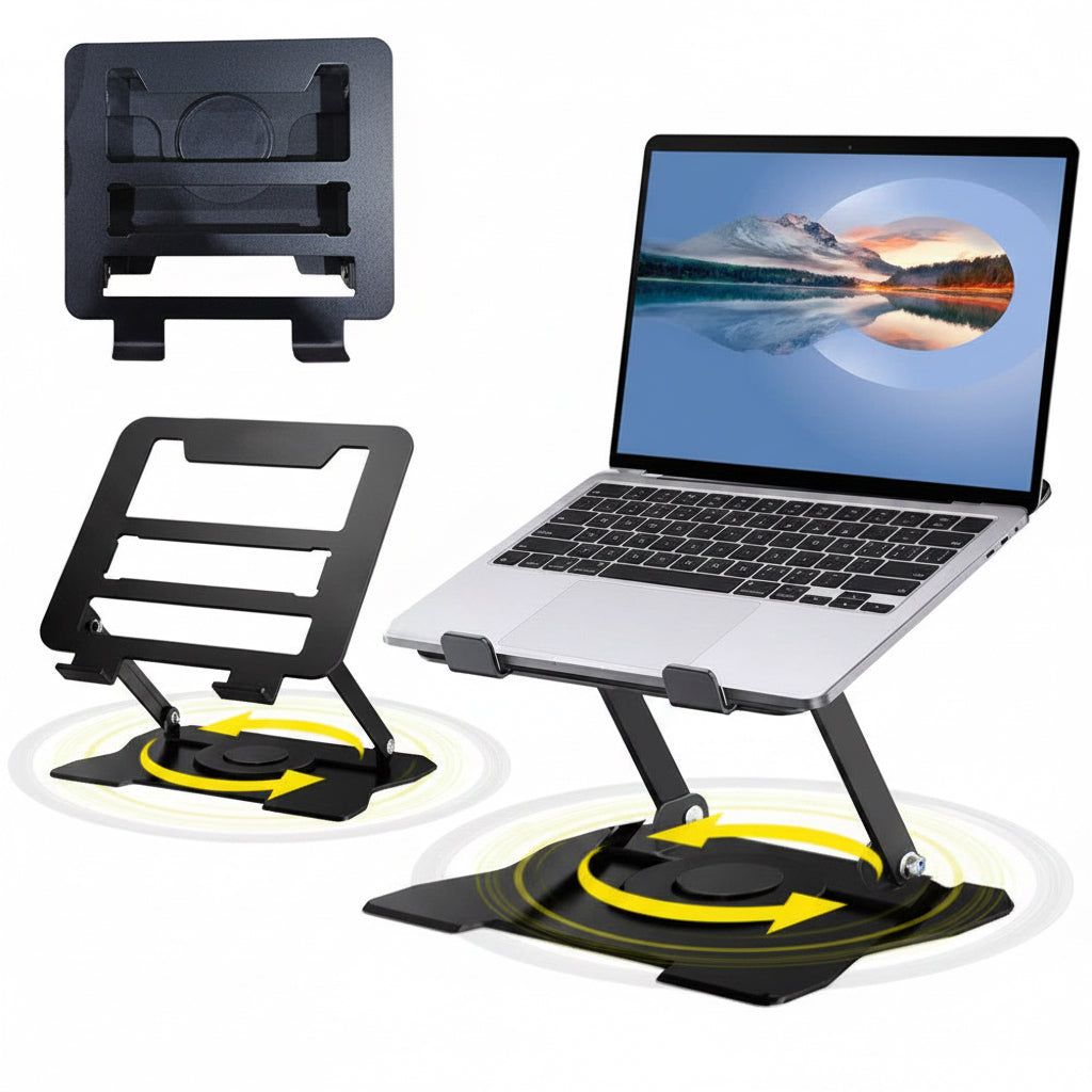360° Rotating Laptop Stand — Foldable Ergonomic Riser
