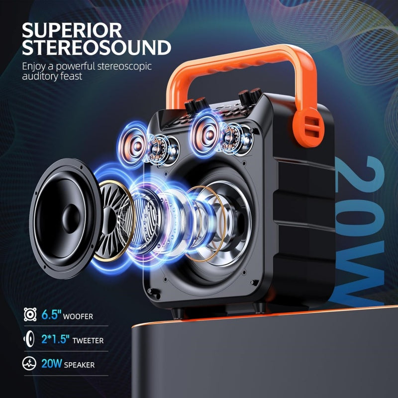 Karaoke Machine With 2 Wireless Microphones And RGB Color Lights,Karaoke Speaker Supports