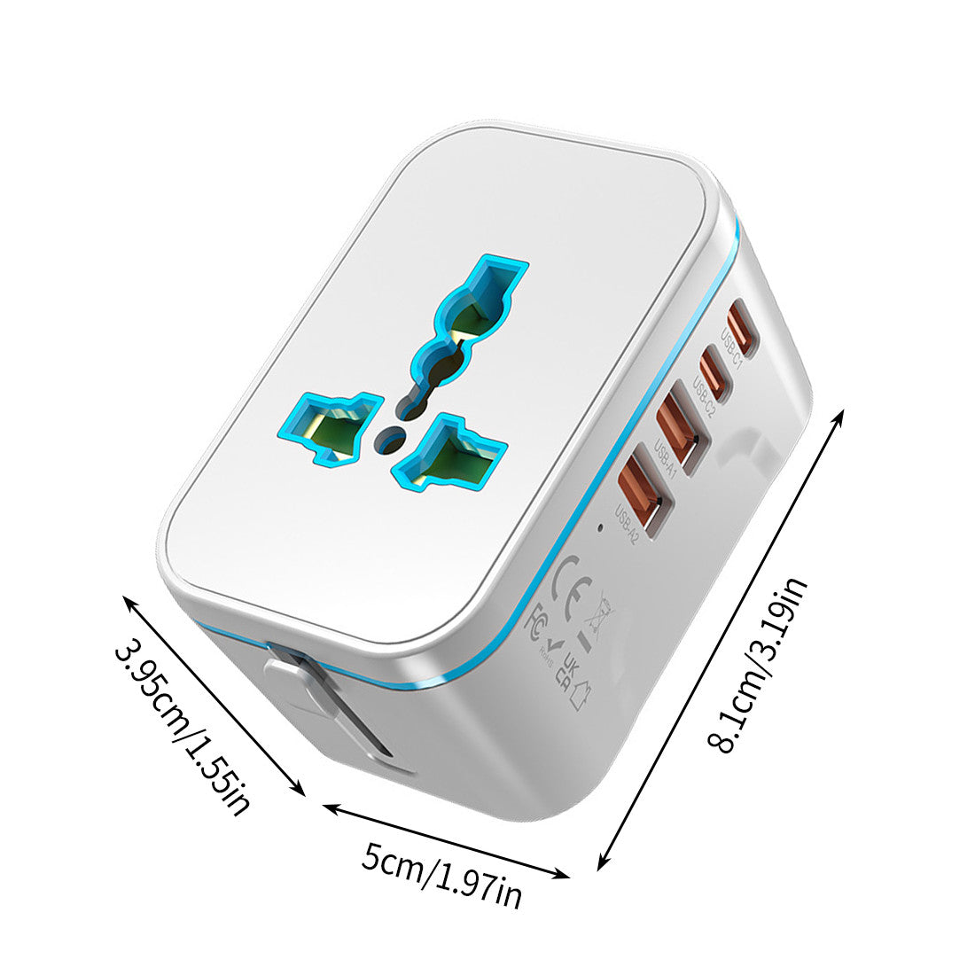 Universal Travel Adapter Worldwide Plug UK EU AU US With USB-C Port Fast Charger
