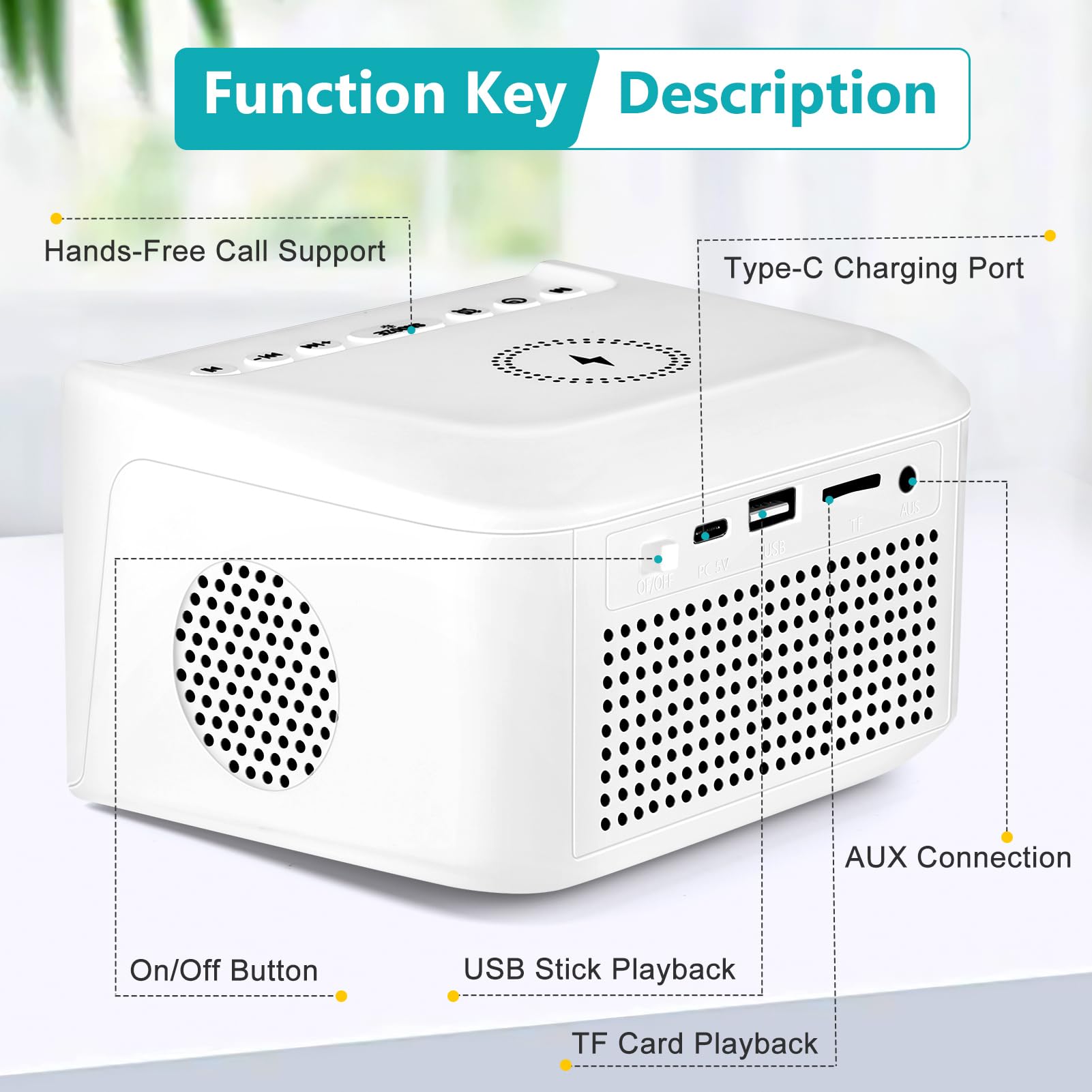 Digital Alarm Clock Radio With Bluetooth Speaker