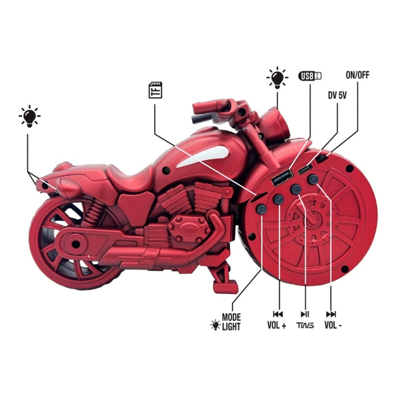 Motorcycle Shaped Bluetooth Speaker--Red