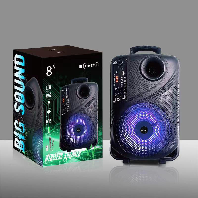 8 In Portable Bluetooth Speaker With Mic Subwoofer Heavy Bass Sound System Party