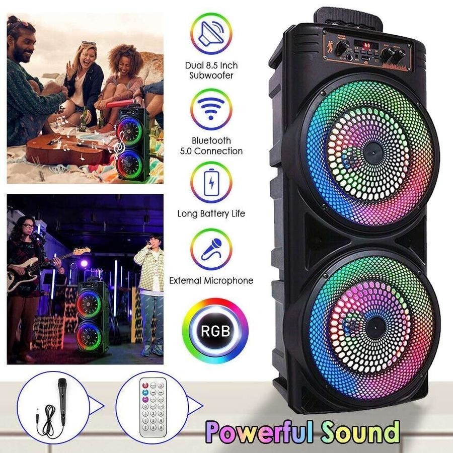 Portable Bluetooth Speaker Sub Woofer Heavy Bass Sound System Party Mic UK